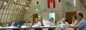 Nancy Vehrs leads quarterly in dairy barn - milked for all it was worth!